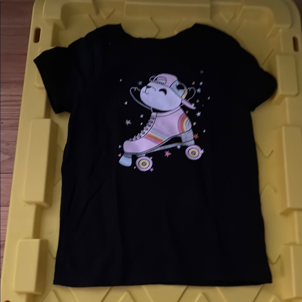 Black T-Shirt with Roller Skate Graphic